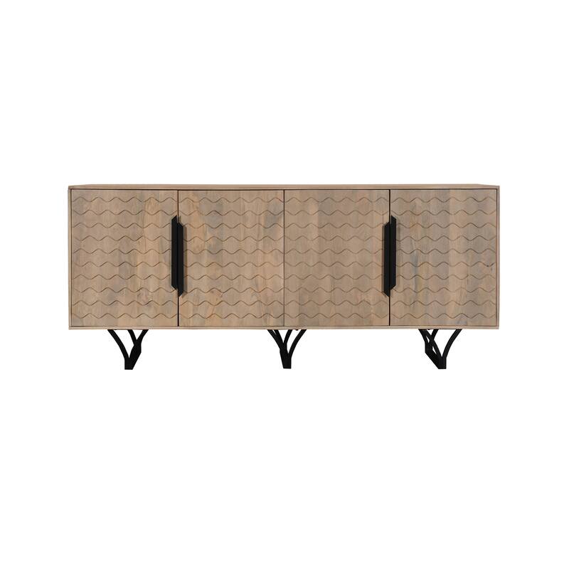 Sydney 4-door Geometric Pattern Solid Wood Sideboard