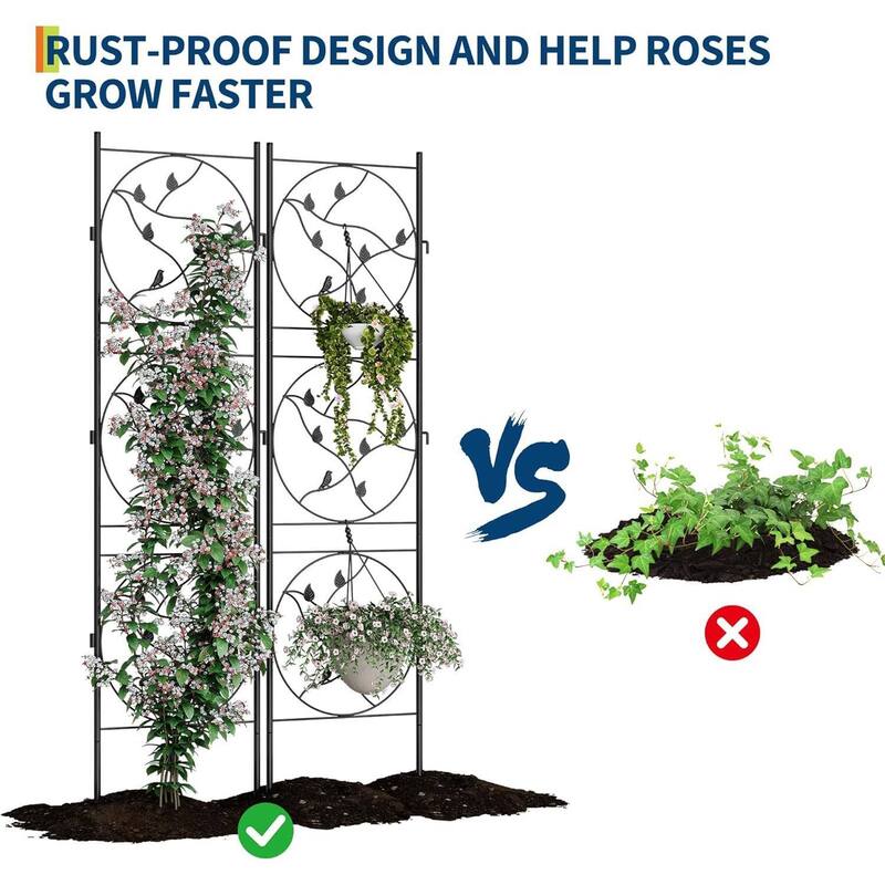 2 Pack Fence Panel, Rustproof Outdoor Barrier for Yard, Patio, Trellis & Plant Support