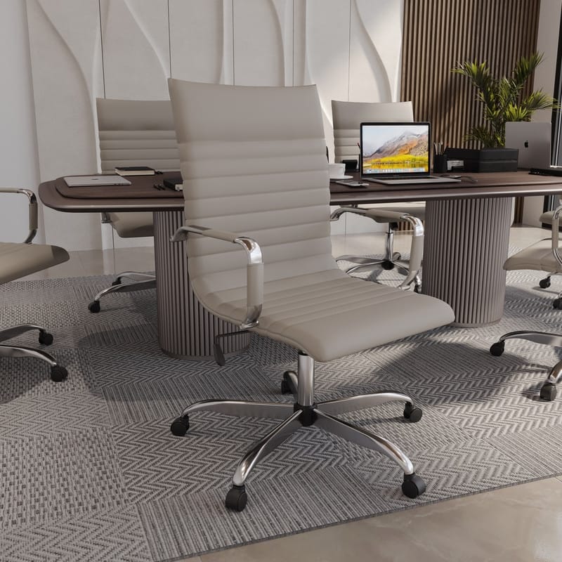 Harris Modern High-Back Leather Executive Office Chair with Steel Frame, Adjustable Height, Tilt Lock, & Swivel for Home/Office