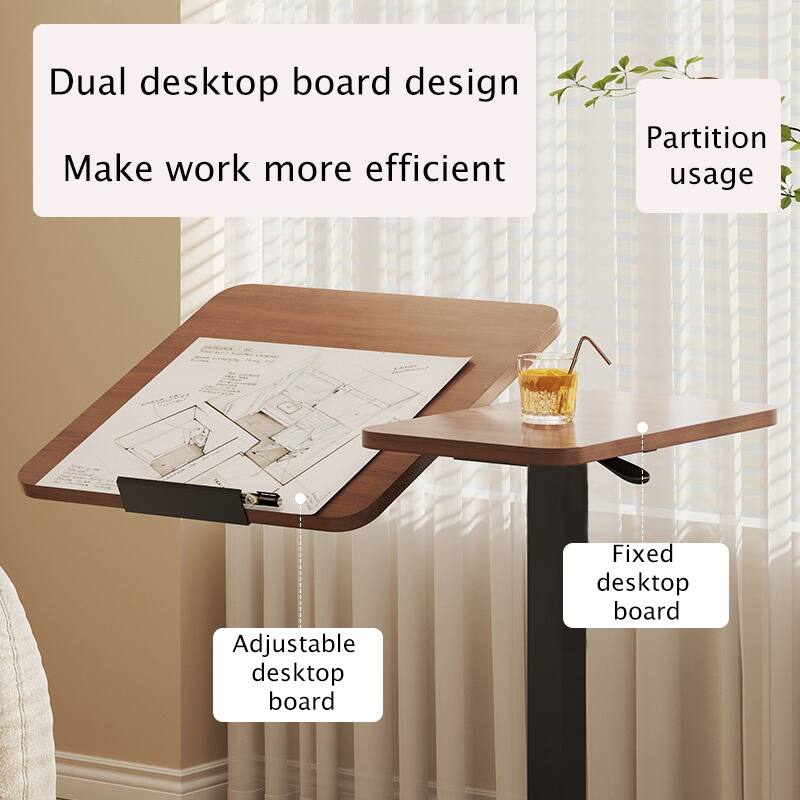 Overbed Bedside Desk, Mobile Rolling Laptop Stand Tilting Overbed Table with Wheels, Height Adjustable Tray Bedside Table