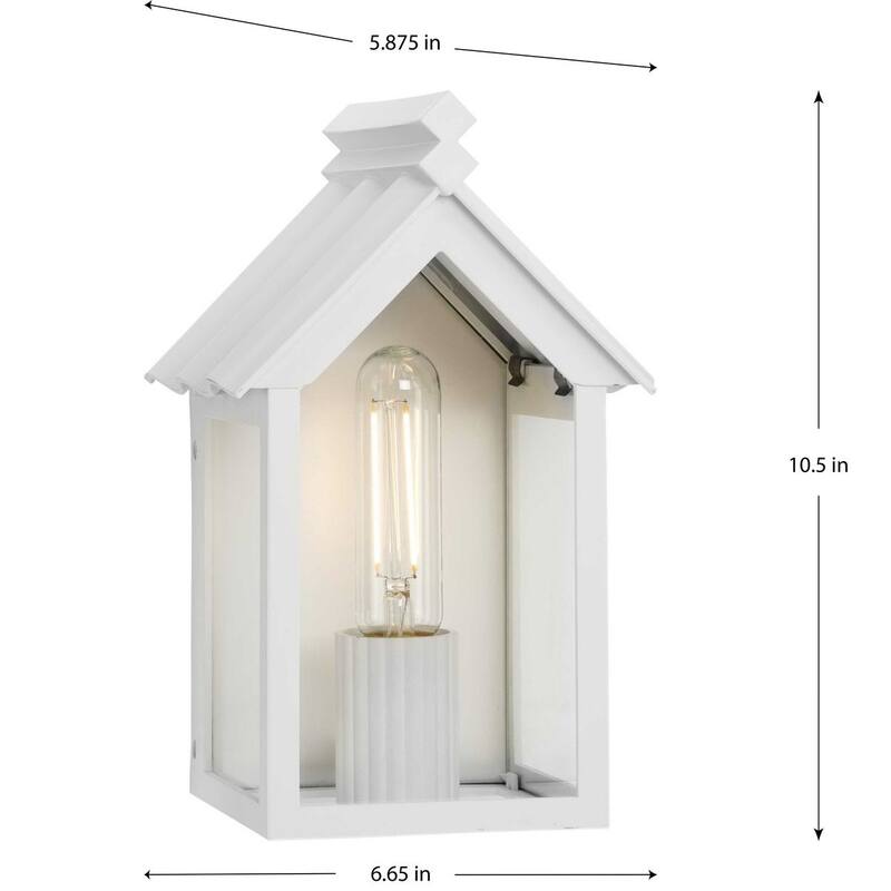 POINT DUME® Dunemere Shelter White Outdoor Wall Lantern with DURASHIELD - 6.65 in x 5.875 in x 10.5 in