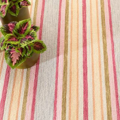 Clearwater Muted Rainbow Stripe Micro Hooked Wool Rug - 4x6