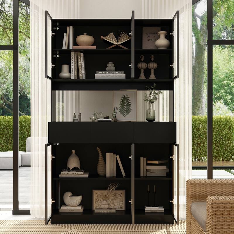 Tall Modular Display Storage Cabinet Bookcase w/Light Home Office