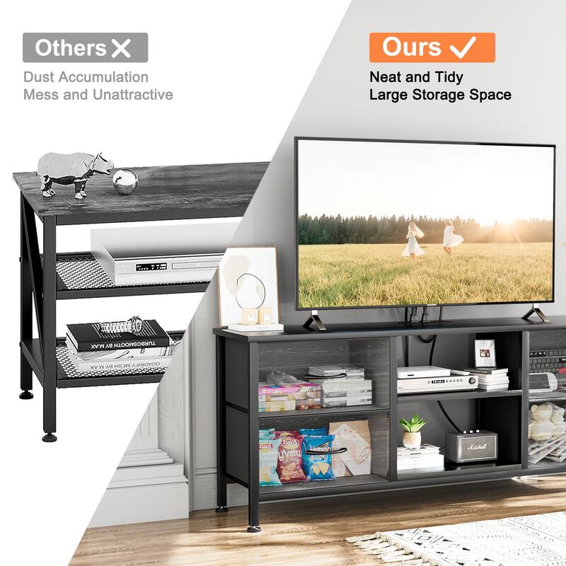 4 Drawer Dresser Fabric TV Stand Charging Station Chests of Drawers