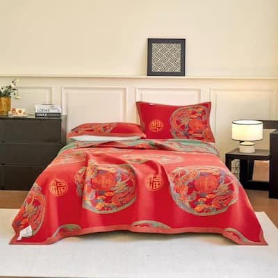 Chic Reverisible Cotton Throw Blanket Red