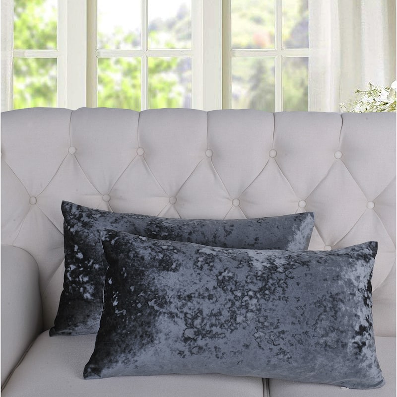 Rancho Crushed Velvet Throw Pillow Cover Set, NO INSERT - 14" x 26" - Gun Metal