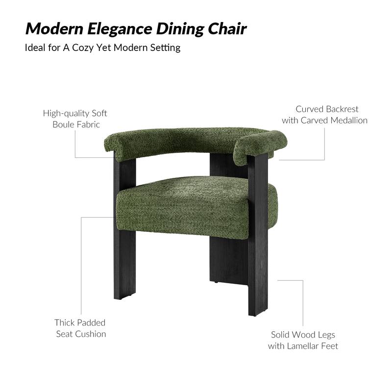 Georg Modern Boucle Dining Chair with Solid Wood Legs Set of 2 by HULALA HOME