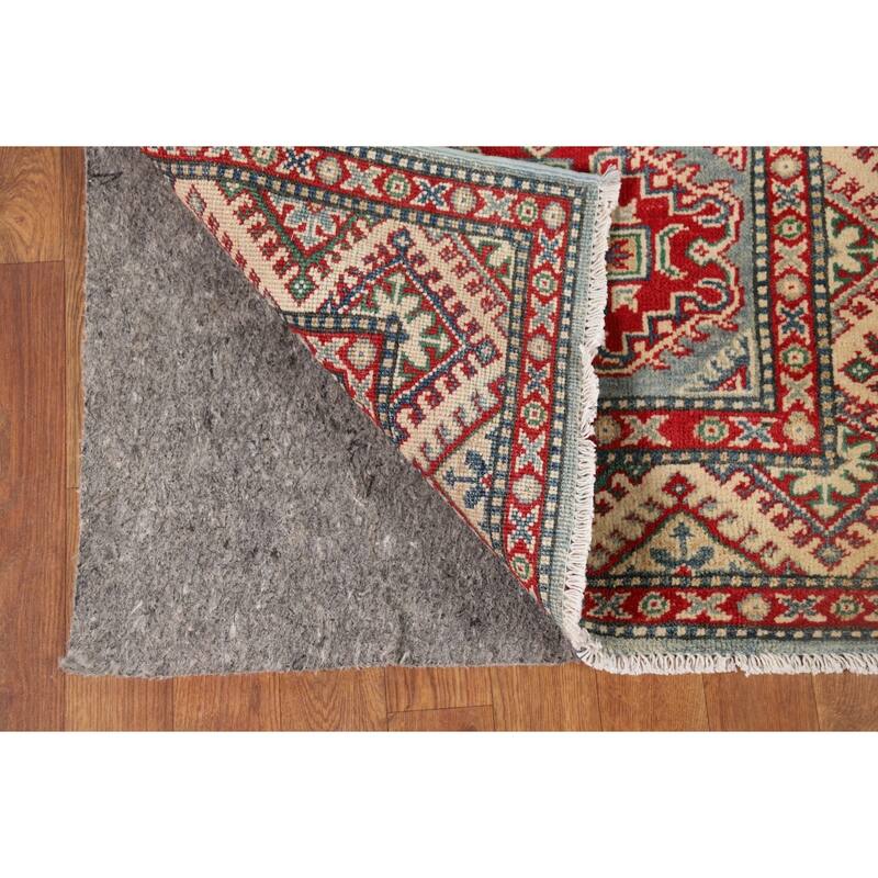 Geometric Kazak Oriental Runner Rug Hand-Knotted Wool Carpet - 2'8" x 12'2"