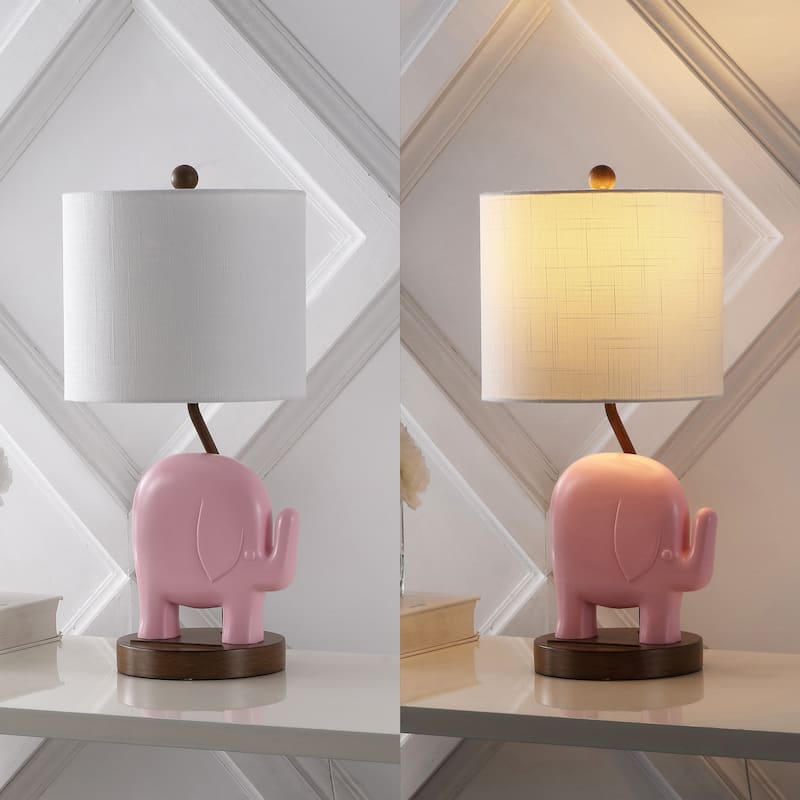 Campana 20.25" Bohemian Designer Iron/Resin Elephant LED Kids Table Lamp with Phone Stand and USB Charging Port, by JONATHAN Y