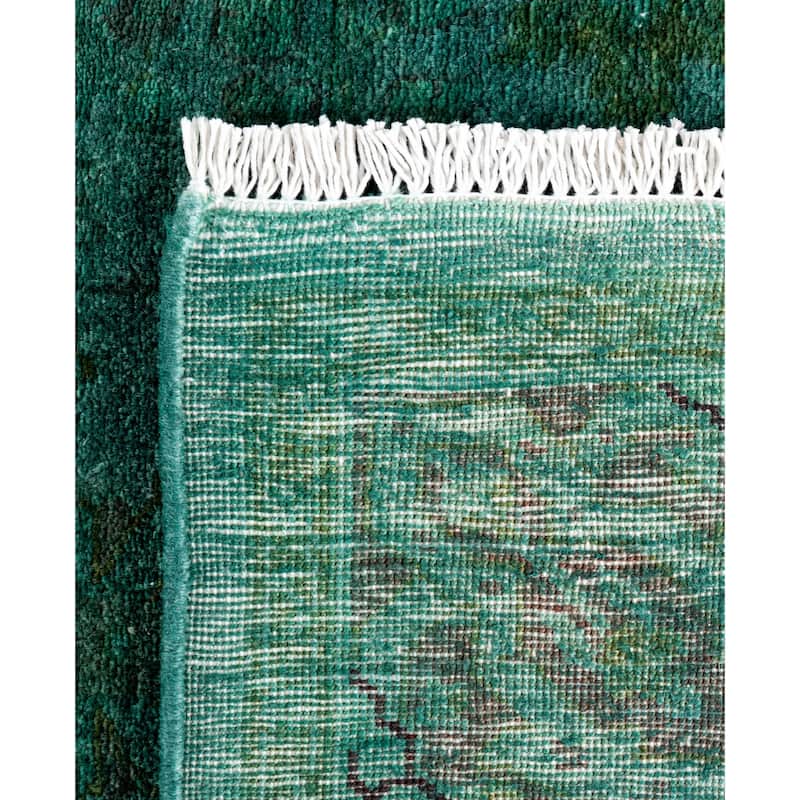 Overdyed One-of-a-Kind Hand-Knotted Area Rug - Green - 4' 2" x 6' 3"