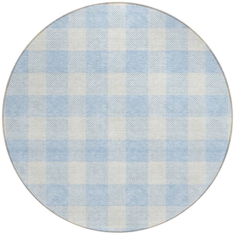HomeRoots Plaid Transitional Rectangle Outdoor Rug