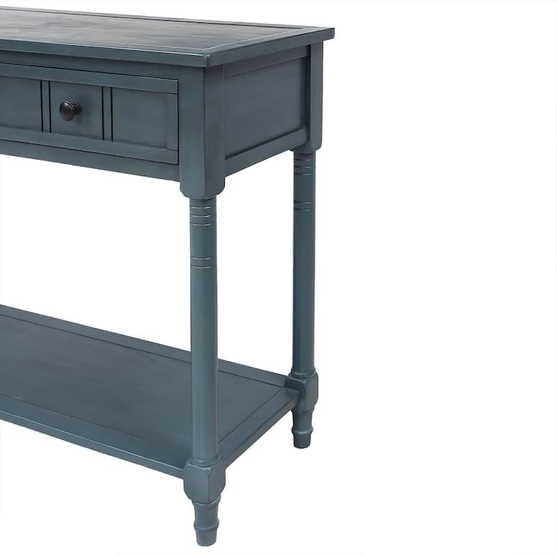 Console Table Traditional Design with Two Drawers and Bottom Shelf