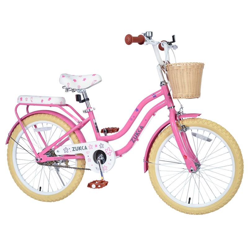 Multiple Colors,Girls Bike With Basket For 7-10 Years Old Kids,20 Inch Wheel,No Training Wheels Included - Pink