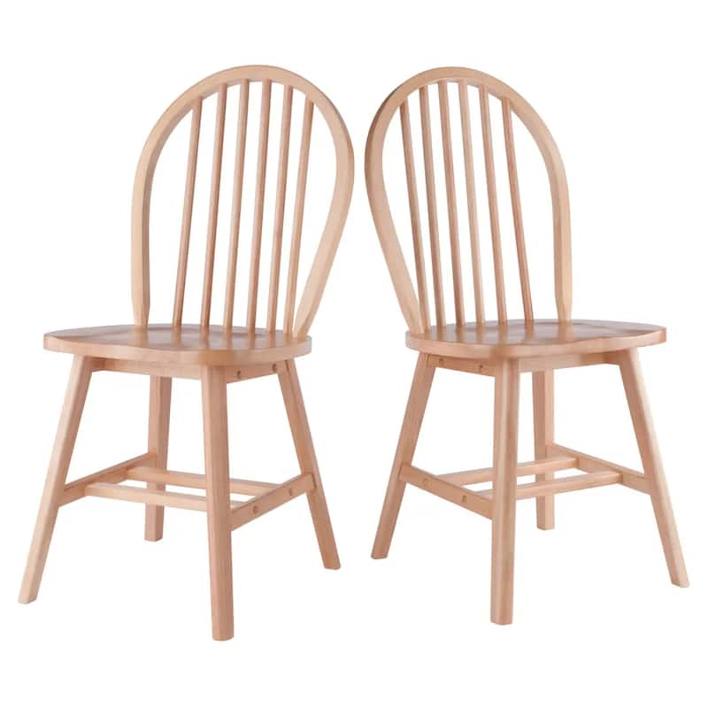 2-Piece Spindle back Dining Chairs - 36.75" - Brown
