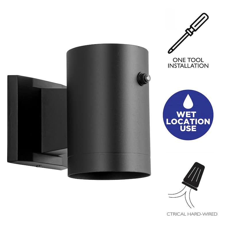 C Cattleya 2 Pack Black Dusk to Dawn Cylinder Outdoor Wall Sconce