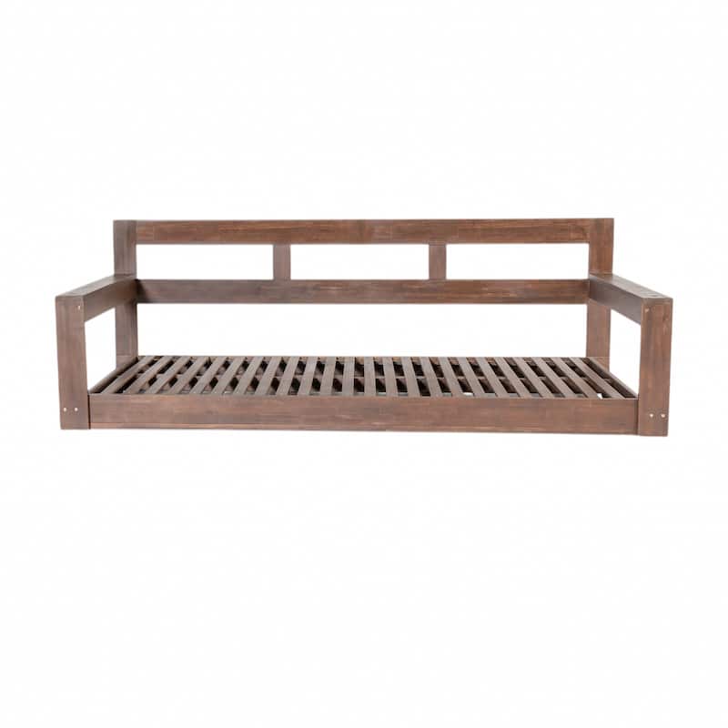 Roomfitters Patio Wooden Porch Swing Daybed Frame, Garden Swing Bench Chair with 4 Hanging Ropes for Backyard
