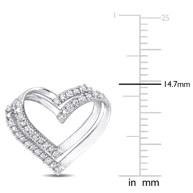 Miadora Sterling Silver 1/5ct TDW Diamond Open Heart Stud Earrings