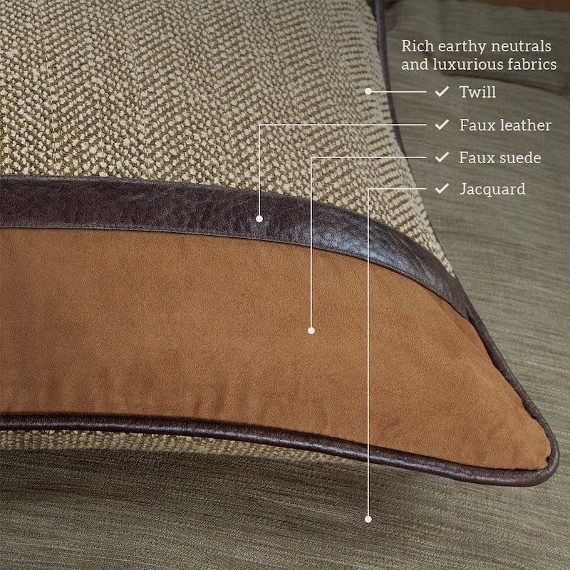 Paseo Road Highland Lodge Olive Brown Rustic Bedding 5 Piece Comforter Set with Bed Skirt, Shams, & Accent Pillow