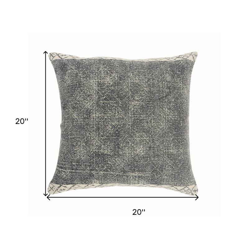 HomeRoots 20" X 20" Gray And White 100% Cotton Geometric Zippered Pillow