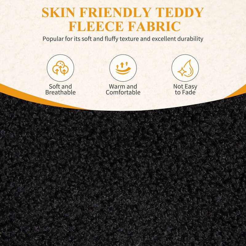 XINMICS 29.7" Donut Teddy Fleece Fabric Pouf Ottoman