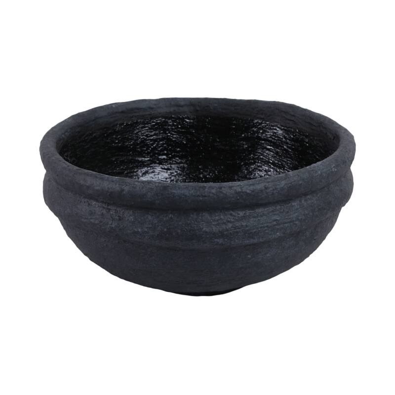 Terracotta Decorative Bowl Handcrafted Textured Design - 6" Black - 12" x 12" x 6"
