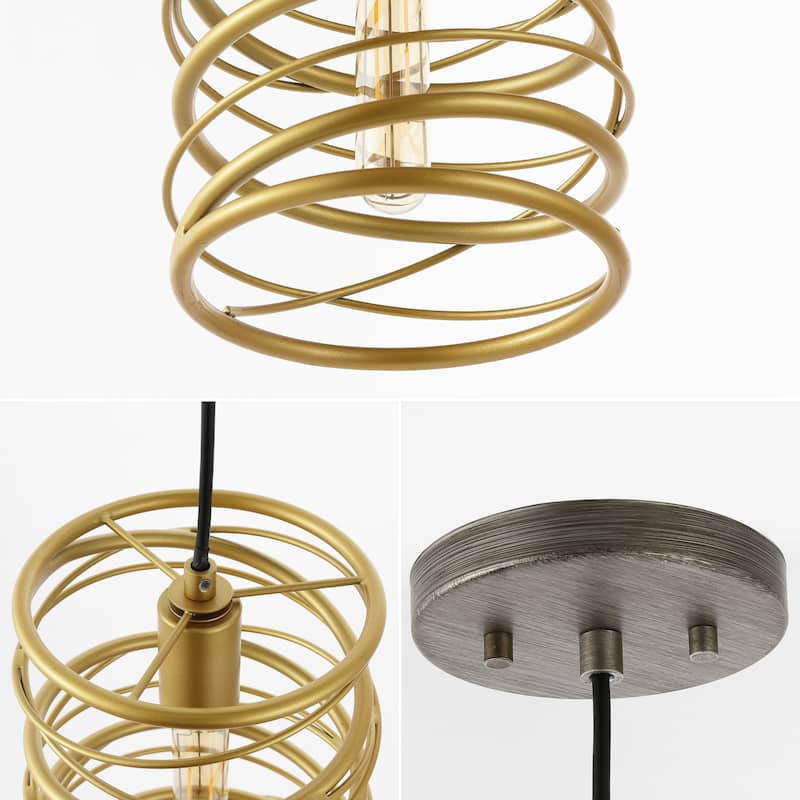 Skylar 7.25" 1-Light Modern Contemporary Iron Spiral LED Pendant, by JONATHAN Y