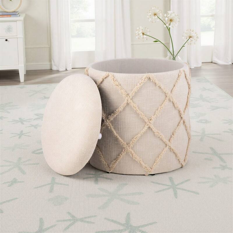 Handwoven Fabric Storage Ottoman
