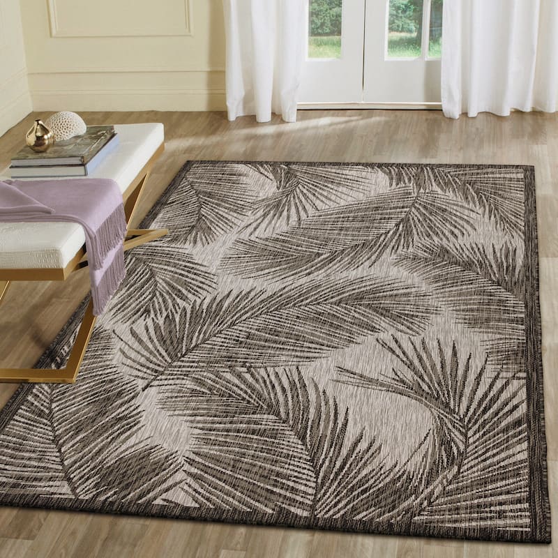Liora Manne Carmel Fronds Indoor/Outdoor Rug Black