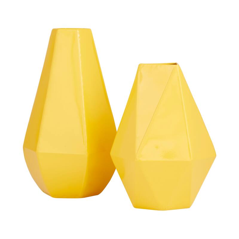CosmoLiving by Cosmopolitan Metal Geometric Vase (Set of 2) - Blue, Cream, Yellow or White