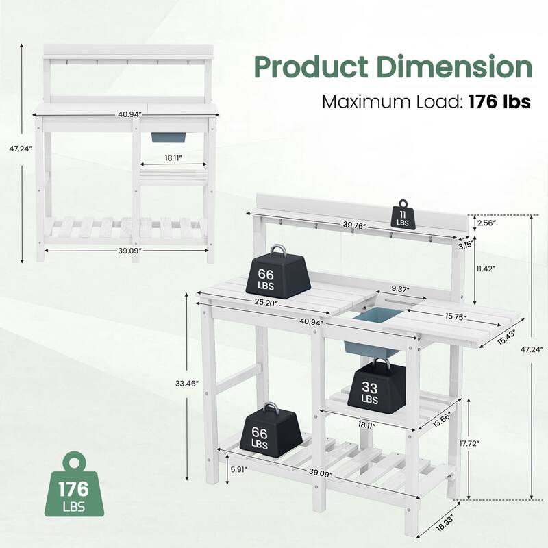 HDPE Patio Outdoor Potting Table, Versatile Gardening Planting Workbench