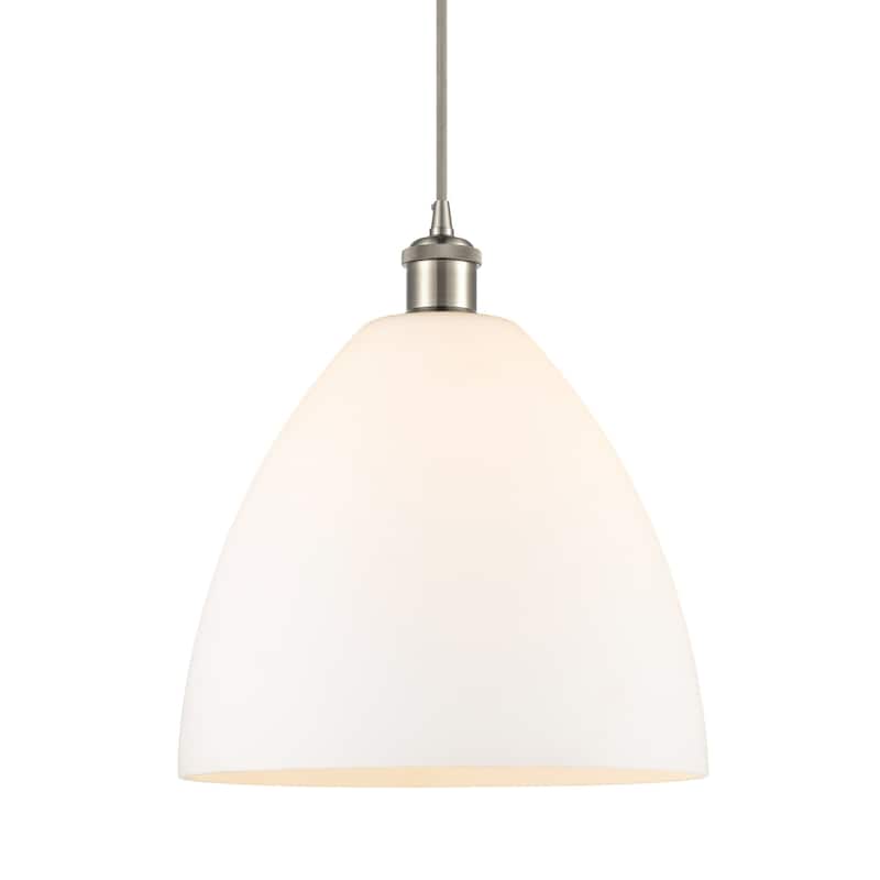 Innovations Lighting 516-1P-15-12 Bristol Pendant Bristol Glass 12" - Brushed Satin Nickel / Matte White