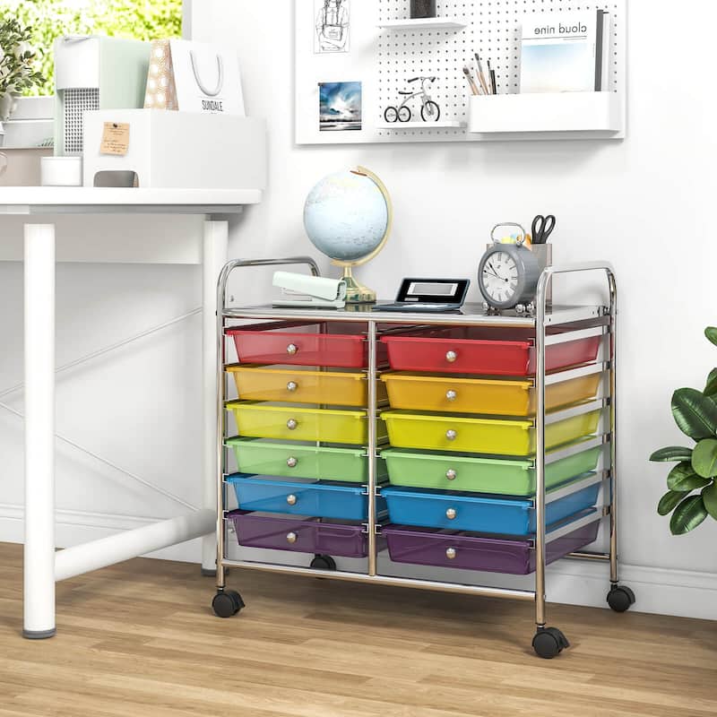 Costway 12 Drawers Rolling Cart Storage Scrapbook Paper Studio - See Details