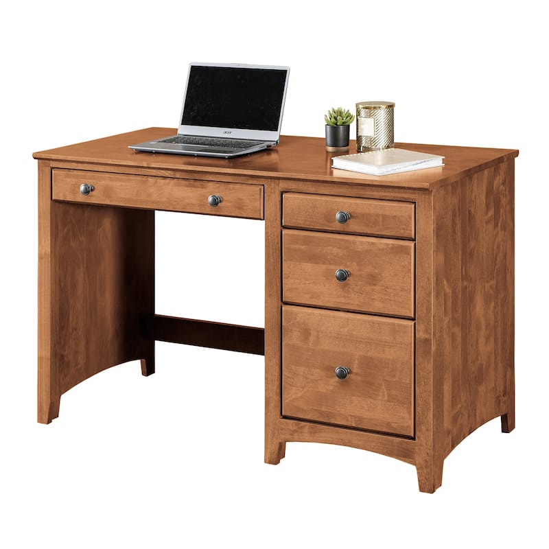 Arch+Haven Solid Wood 4 Drawer Desk - Tuscan Brown