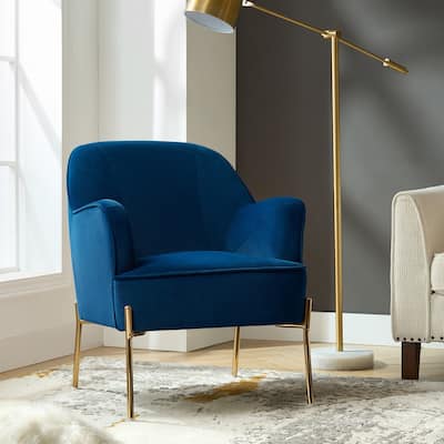 Nora Modern Velvet Accent Chair for Bedroom with Metal Legs by HULALA HOME