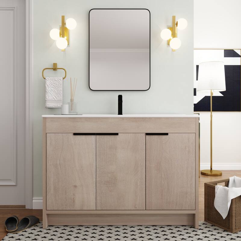 BNK 24/30/36 inch Freestanding Single Sink Bathroom Vanity with Soft Close Door and 1 adjustable shelf