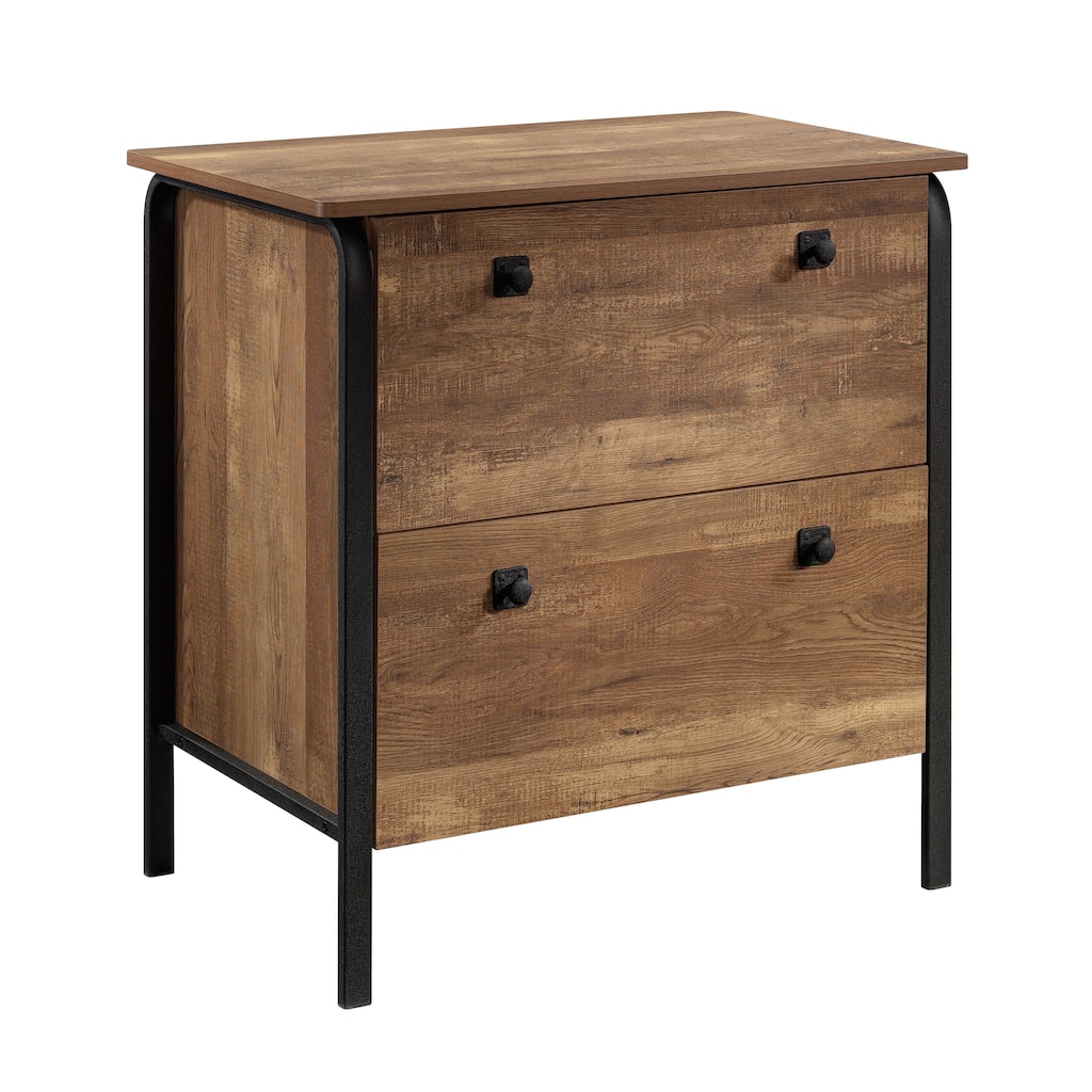 Brown File Cabinet with Full-Extension Drawers Safety Lock Compact Home Office Storage