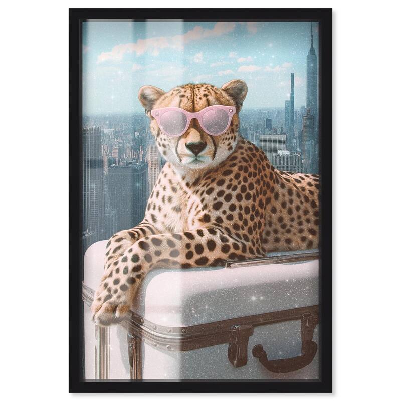Cheetah Luggage NYC Shadowbox by Art Remedy - Black - 24" x 36"
