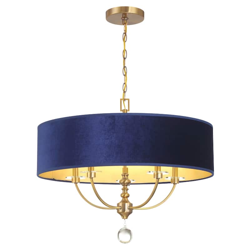 Minka Lavery 3485 Van Noord 5 Light 26" Wide Pendant with Blue Velvet