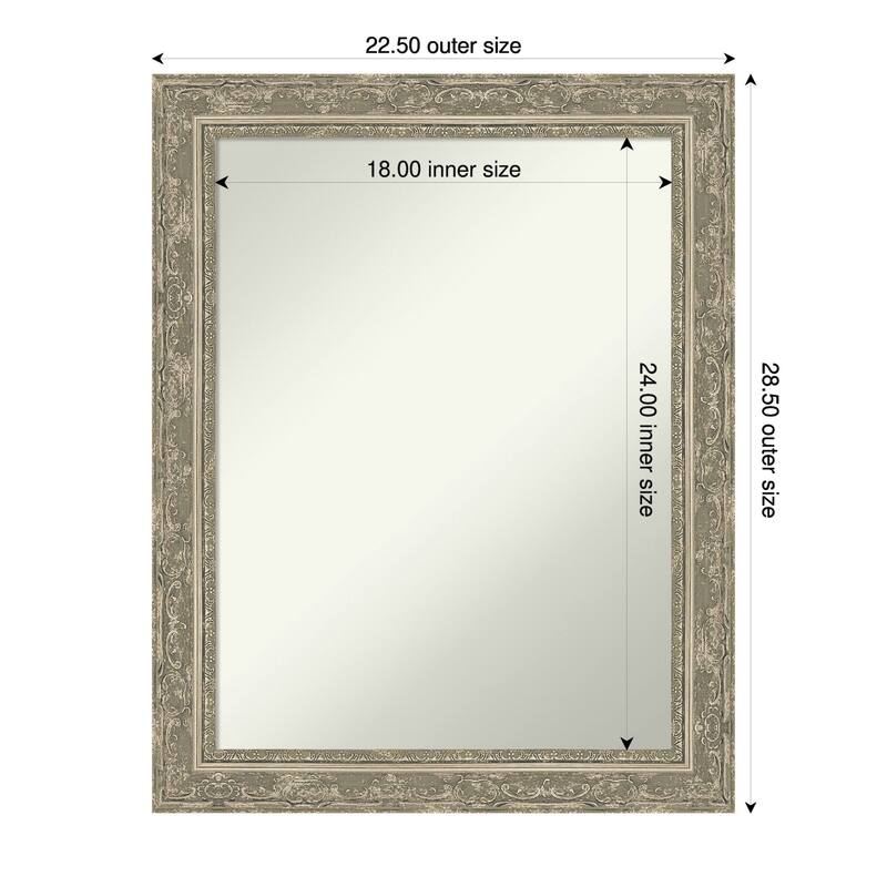 Filigree Non-Beveled Framed Bathroom Vanity Wall Mirror - 23 x 29 in - Filigree Silver