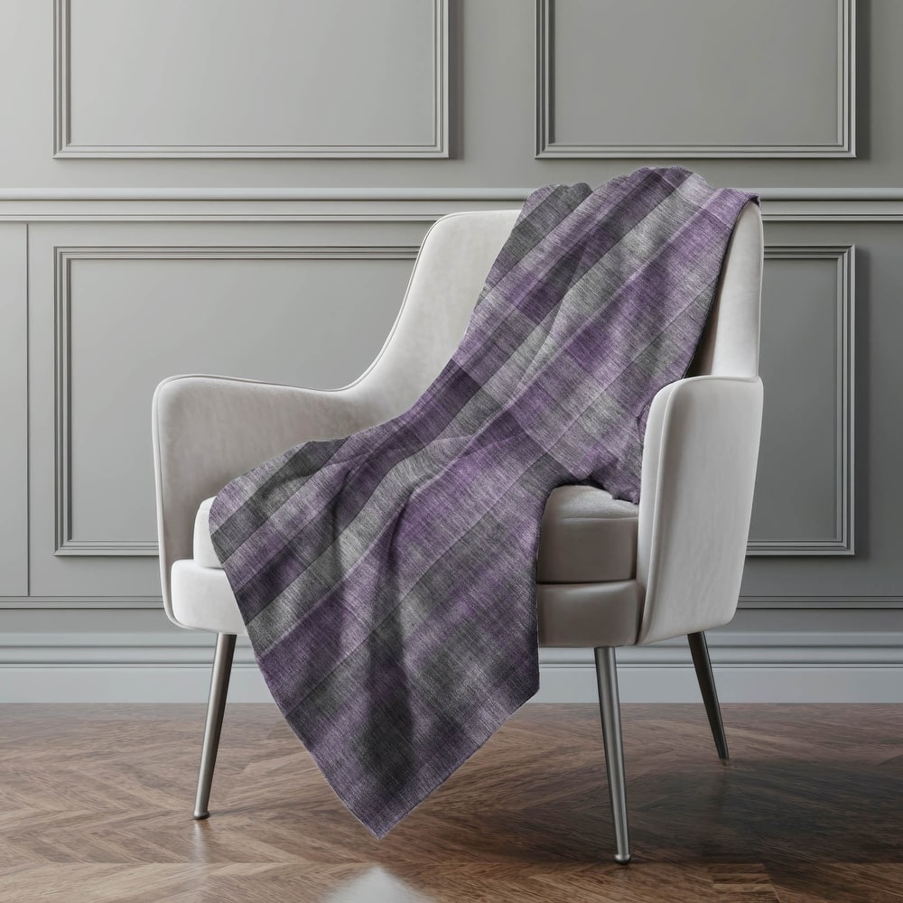 Premium Machine Washable Modern Plaid Sherpa Throw Blanket