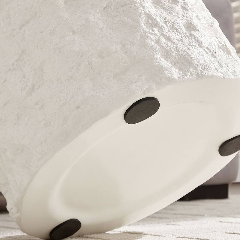 GDF Studio - Aries Modern Fiberglass Round Side Table with Imitation Stone Design