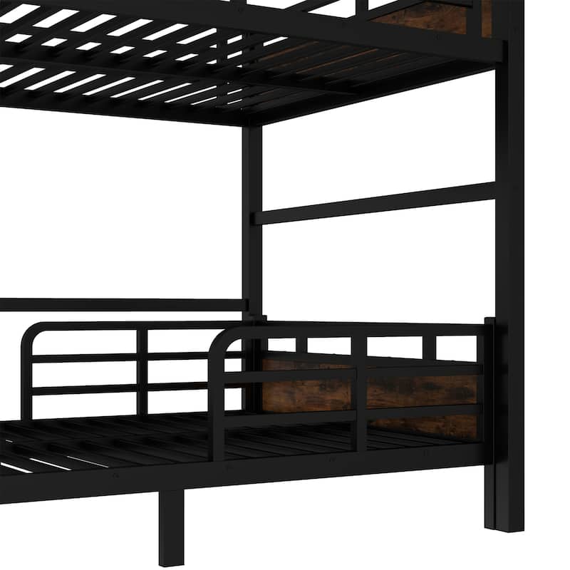 Full over Full Metal Bunk Bed/Metal Loft Bed,Separable Bunk Beds,with raised security fence