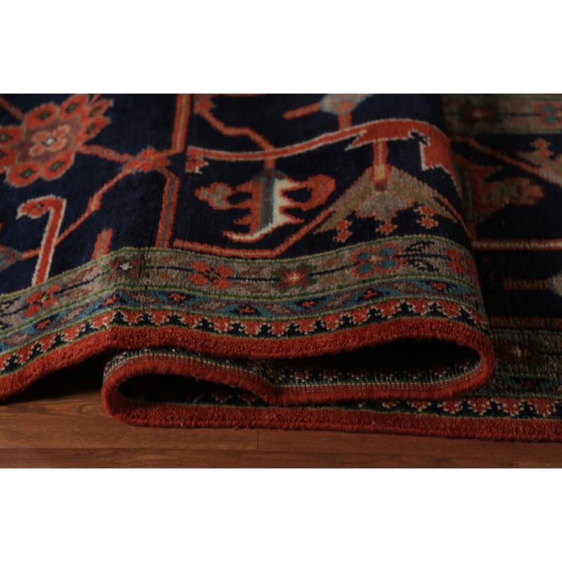 Orange Medallion Heriz Serapi Oriental Large Rug Handmade Wool Carpet - 16'4"x 24'6"