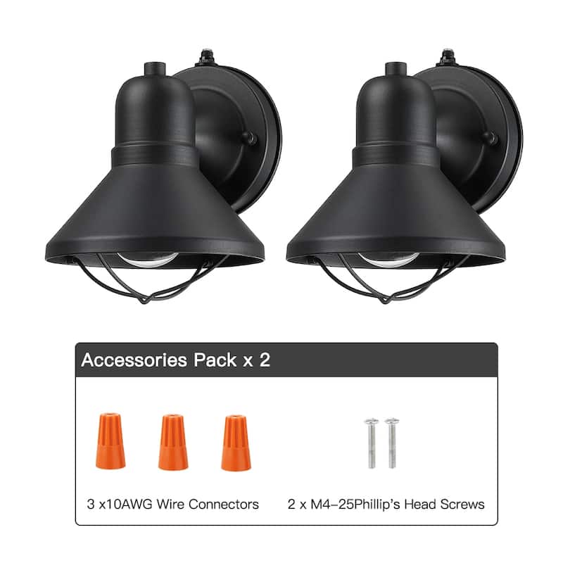 Black Outdoor Dusk to Dawn Wall Sconce Light - Set of 2