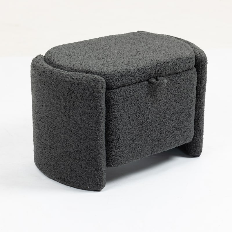 Modern Accent Chair with Wood Frame, Upholstered Ottomans Chairs