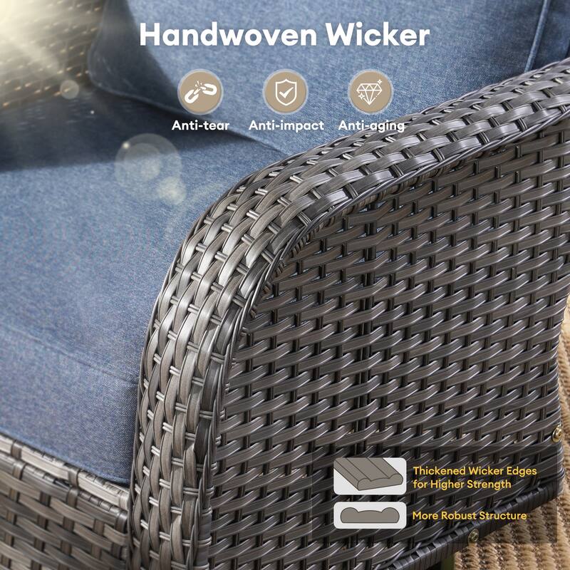 HOOOWOOO 8-piece Wicker Rattan Outdoor Furniture Patio Swivel Chair Set