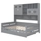 preview thumbnail 8 of 12, Full Wooden Daybed With Size Trundle and All-in-One Cabinet, Grey