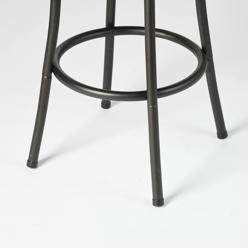 HomeRoots Set of Two Brown and Black Iron and Faux Leather Low Back Adjustable Height Swivel Bar Chairs