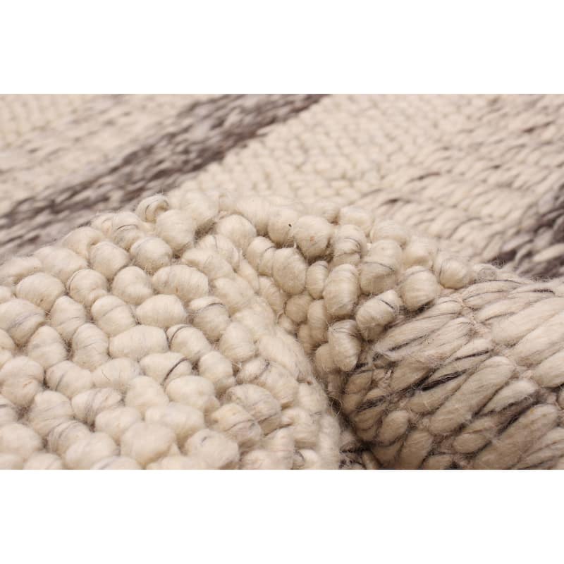 ECARPETGALLERY Braid weave Sienna Ivory Wool Rug - 8'10 x 12'8