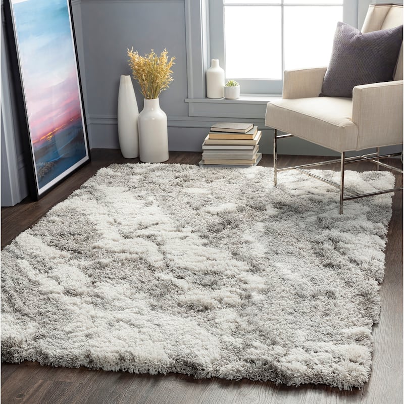 Artistic Weavers Olvera Modern Marbled Plush Shag Area Rug - 8'10" x 12' - Medium Grey